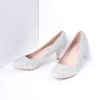 PLEASER Silver Metallic Rhinestone Doris Kitten Heels
