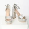 Silver Rhinestone Glitzy Platform Heels