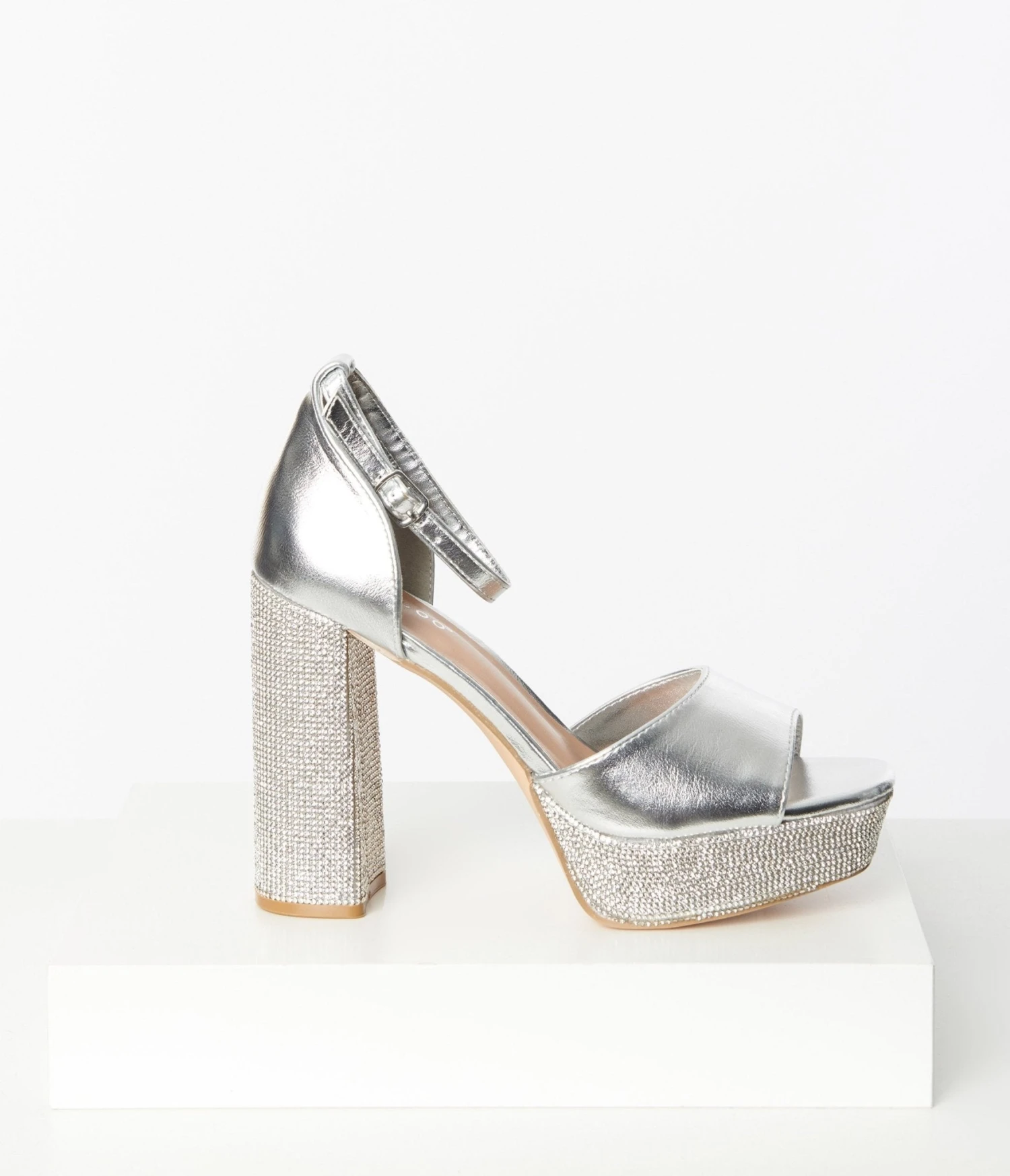 Silver Rhinestone Glitzy Platform Heels 3 Silver Rhinestone Glitzy Platform Heels - Image 3