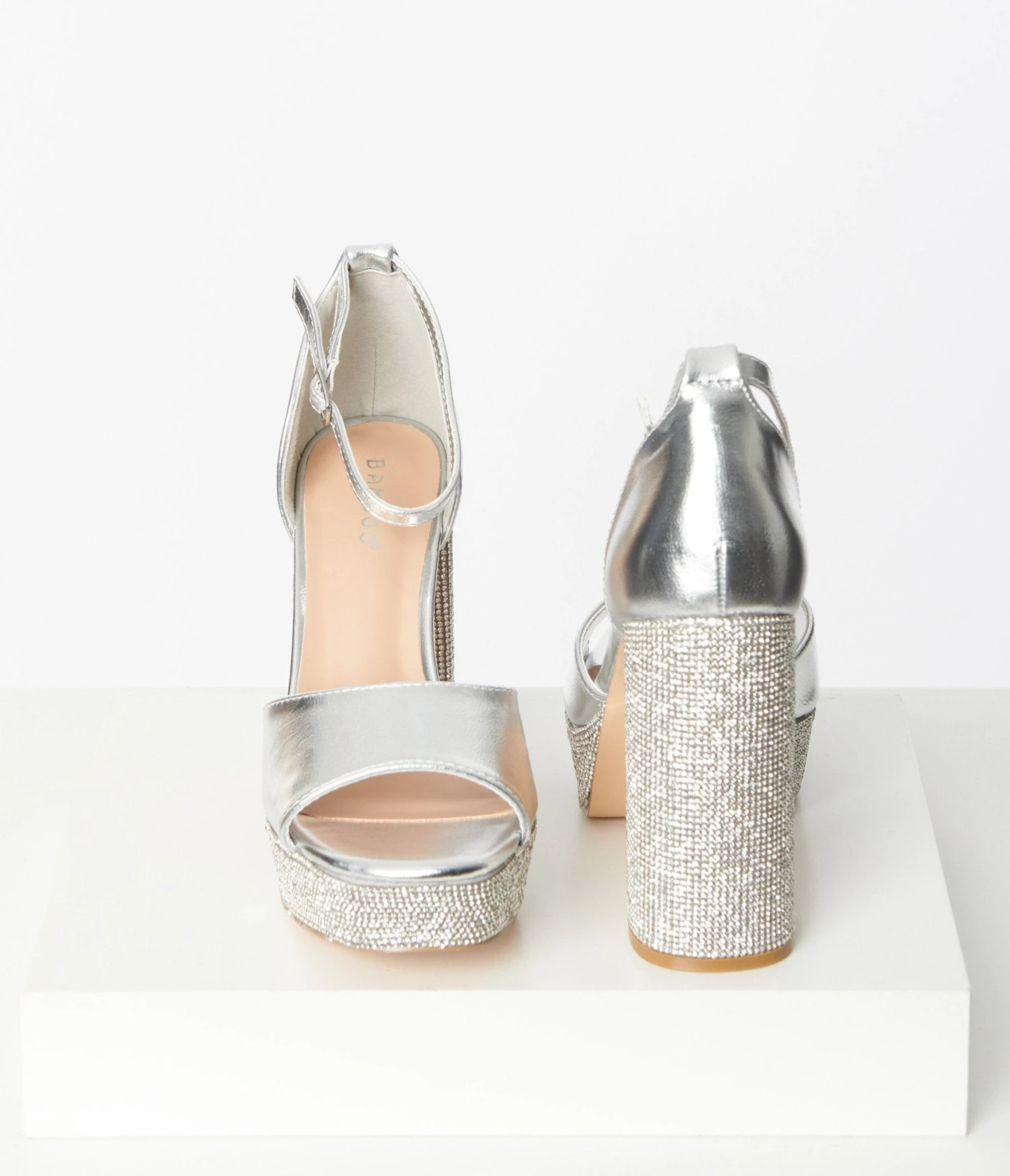 Silver Rhinestone Glitzy Platform Heels 2 Silver Rhinestone Glitzy Platform Heels - Image 2