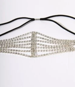 Silver Rhinestone Multitiered Headband -Pleaser Clothing Store silver rhinestone multitiered headband 730687