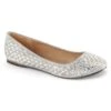 PLEASER Silver Rhinestone Round Toe Flats