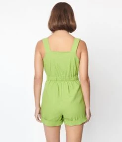 Smak Parlor Green Daisy Waist Tied Romper -Pleaser Clothing Store smak parlor green daisy waist tied romper 975120