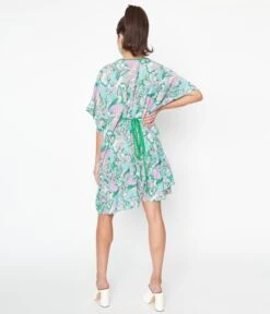 Smak Parlor Green & Purple Paisley Mini Caftan -Pleaser Clothing Store smak parlor green purple paisley mini caftan 616732