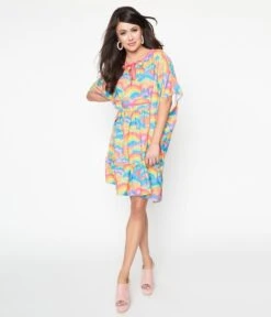 Smak Parlor Happy Groovy Rainbows Mini Caftan -Pleaser Clothing Store smak parlor happy groovy rainbows mini caftan 635235