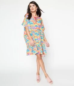 Smak Parlor Happy Groovy Rainbows Mini Caftan -Pleaser Clothing Store smak parlor happy groovy rainbows mini caftan 969768
