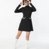 Smak Parlour Black Mock Turtleneck Fit & Flare Dress