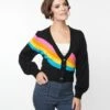 Smak Parlour Black & Rainbow Stripe Cardigan