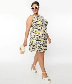 Smak Parlour Black & White Daisies Tie Front Shift Dress -Pleaser Clothing Store smak parlour black white daisies tie front shift dress 289498