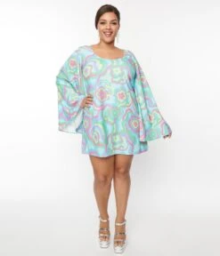 Smak Parlour Blue Flower Psychedelic Downtown Scene Mini Dress -Pleaser Clothing Store smak parlour blue flower psychedelic downtown scene mini dress 679153