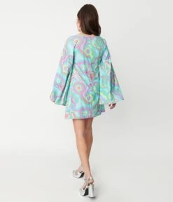 Smak Parlour Blue Flower Psychedelic Downtown Scene Mini Dress -Pleaser Clothing Store smak parlour blue flower psychedelic downtown scene mini dress 730042