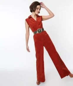 Smak Parlour Burnt Orange Collared Jumpsuit
