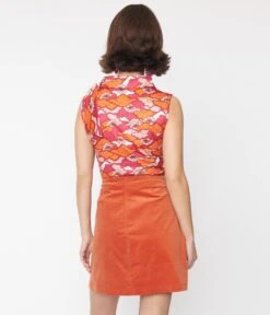 Smak Parlour Burnt Orange Psychedelic Tulip Mini Skirt -Pleaser Clothing Store smak parlour burnt orange psychedelic tulip mini skirt 887173