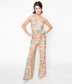 Smak Parlour Happy Groovy Rainbows Glamour Goddess Jumpsuit -Pleaser Clothing Store smak parlour happy groovy rainbows glamour goddess jumpsuit 555395