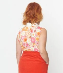 Smak Parlour Mod Floral & White Neck Tie Top -Pleaser Clothing Store smak parlour mod floral white neck tie top 534406