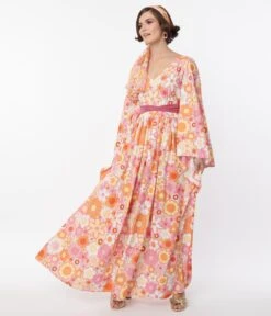 Smak Parlour Orange & Pink Mod Bloom Belted Caftan -Pleaser Clothing Store smak parlour orange pink mod bloom belted caftan 237520