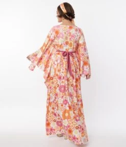 Smak Parlour Orange & Pink Mod Bloom Belted Caftan -Pleaser Clothing Store smak parlour orange pink mod bloom belted caftan 972974