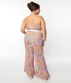 Smak Parlour Orange Wavy Daisy Psychedelic Draped Darling Jumpsuit -Pleaser Clothing Store smak parlour orange wavy daisy psychedelic draped darling jumpsuit 483634