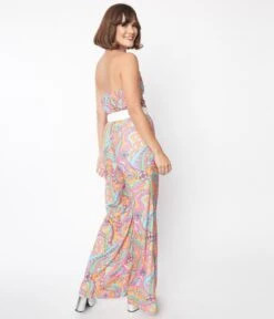 Smak Parlour Orange Wavy Daisy Psychedelic Draped Darling Jumpsuit -Pleaser Clothing Store smak parlour orange wavy daisy psychedelic draped darling jumpsuit 673891