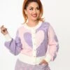 Smak Parlour Pink & Lavender Hearts Cardigan