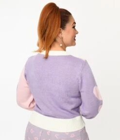 Smak Parlour Pink & Lavender Hearts Cardigan -Pleaser Clothing Store smak parlour pink lavender hearts cardigan 874228