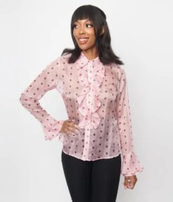 Smak Parlour Pink & Strawberries Stripe Ruffle Blouse -Pleaser Clothing Store smak parlour pink strawberries stripe ruffle blouse 355253