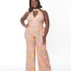 Smak Parlour Plus Size Avocado Green & Multicolor Daisy Glamour Goddess Jumpsuit