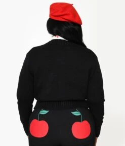 Smak Parlour Plus Size Black & Cherries Cardigan -Pleaser Clothing Store smak parlour plus size black cherries cardigan 658012