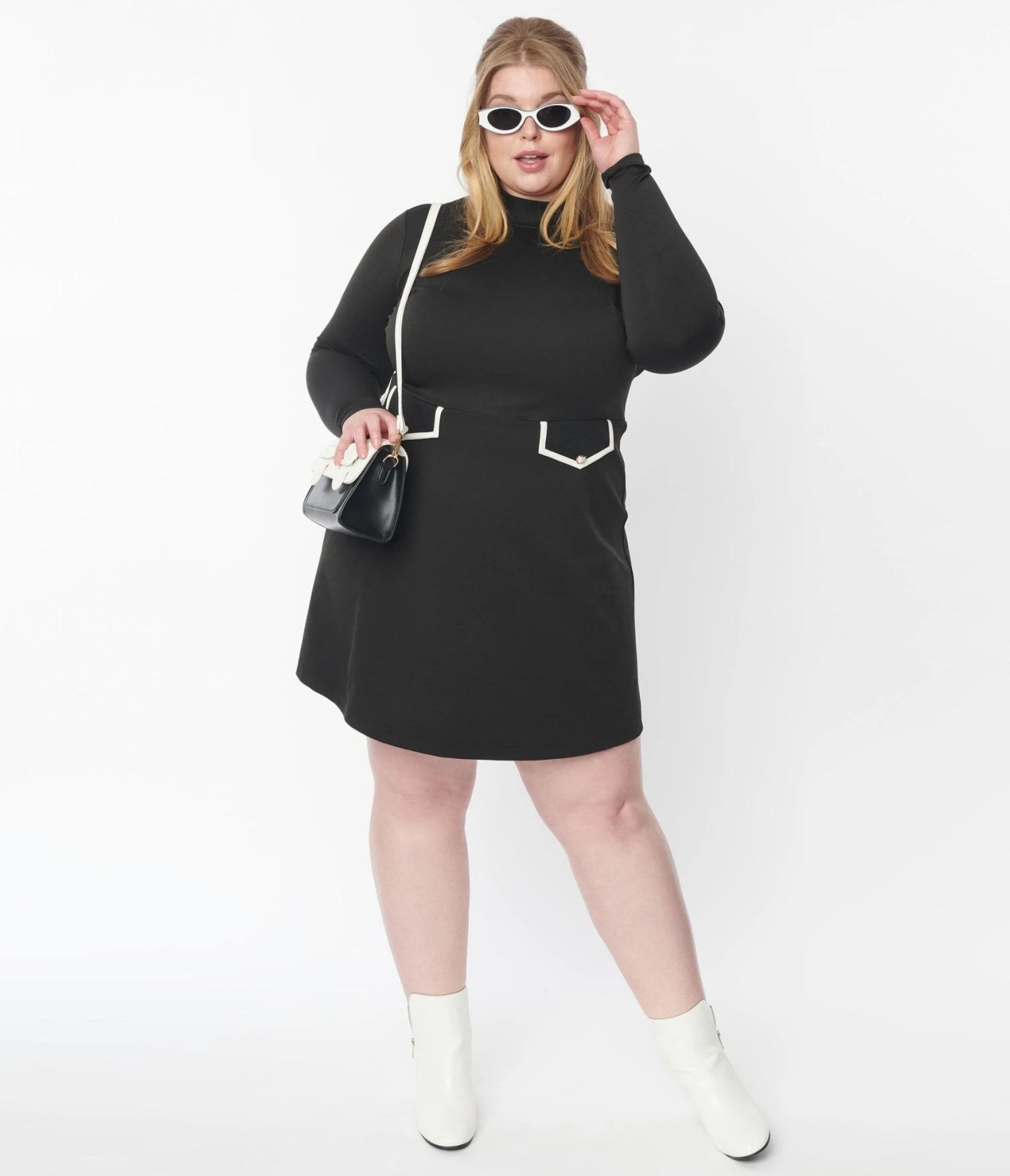 Smak Parlour Plus Size Black Mock Turtleneck Fit & Flare Dress 1 Smak Parlour Plus Size Black Mock Turtleneck Fit & Flare Dress