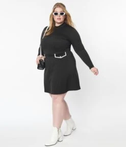 Smak Parlour Plus Size Black Mock Turtleneck Fit & Flare Dress 8 Smak Parlour Plus Size Black Mock Turtleneck Fit & Flare Dress -Pleaser Clothing Store smak parlour plus size black mock turtleneck fit flare dress 866428