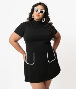 Smak Parlour Plus Size Black Mock Turtleneck Wave Maker Dress -Pleaser Clothing Store smak parlour plus size black mock turtleneck wave maker dress 856297