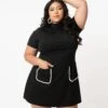 Smak Parlour Plus Size Black Mock Turtleneck Wave Maker Dress