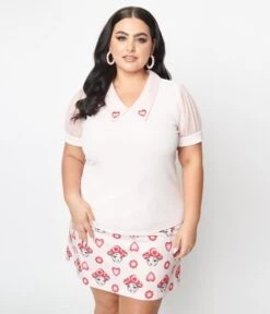 Smak Parlour Plus Size Light Pink Heart Embroidered Knit Top -Pleaser Clothing Store smak parlour plus size light pink heart embroidered knit top 866818