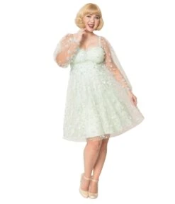 Smak Parlour Plus Size Mint Tulle & Babydoll Dress