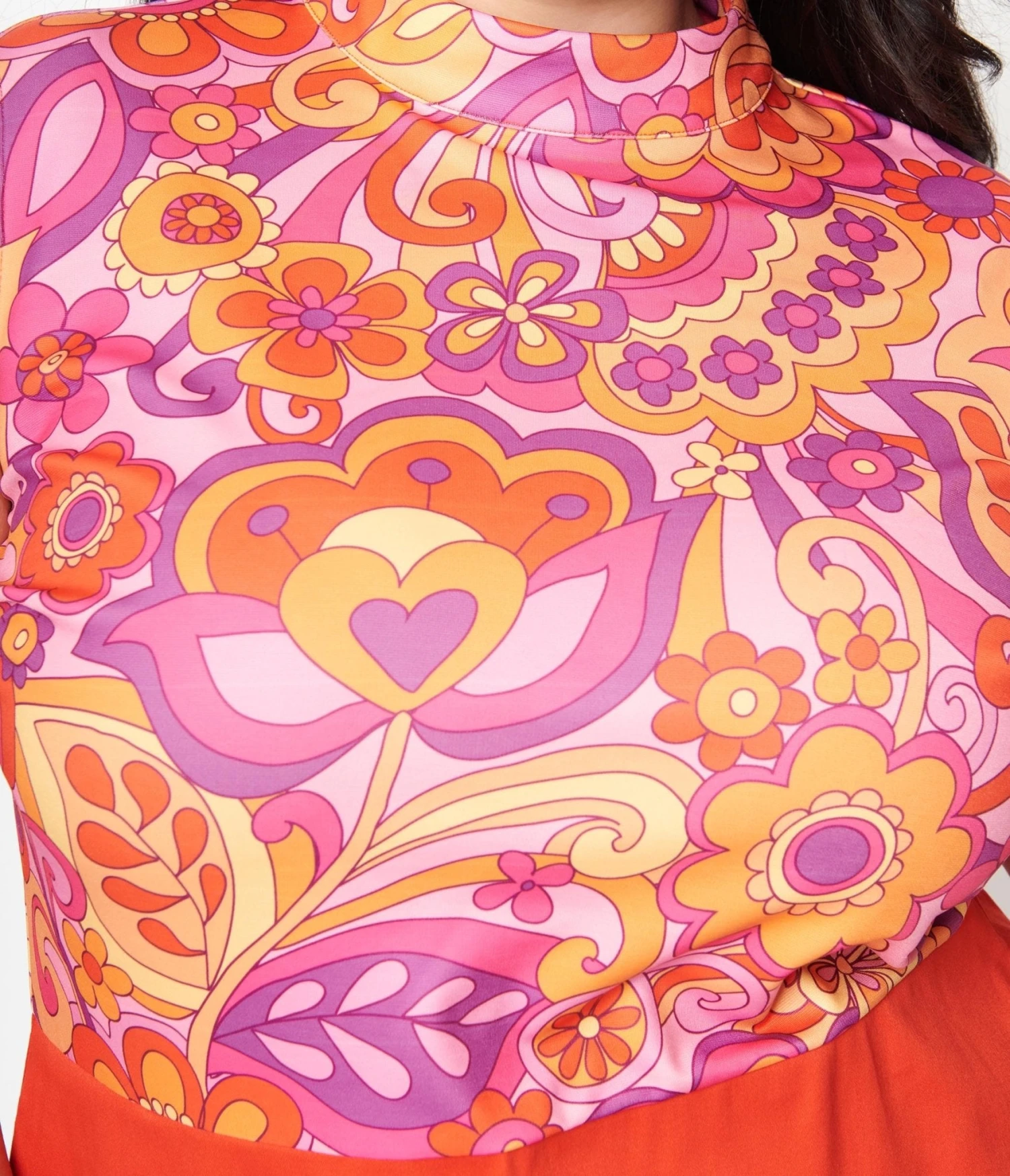 Smak Parlour Plus Size Orange & Pink Retro Floral Mini Dress 2 Smak Parlour Plus Size Orange & Pink Retro Floral Mini Dress - Image 2