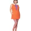Smak Parlour Plus Size Orange & Purple Tie Neck Shift Dress