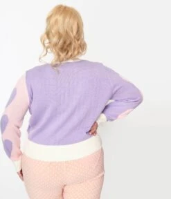 Smak Parlour Plus Size Pink & Lavender Hearts Cardigan -Pleaser Clothing Store smak parlour plus size pink lavender hearts cardigan 377414