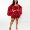 Smak Parlour Plus Size Red Velvet & Pink Heart Downtown Scene Mini Dress