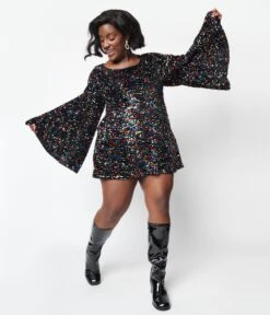 Smak Parlour Rainbow Sequin Downtown Scene Mini Dress -Pleaser Clothing Store smak parlour rainbow sequin downtown scene mini dress 312768