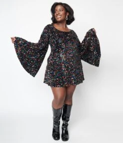 Smak Parlour Rainbow Sequin Downtown Scene Mini Dress -Pleaser Clothing Store smak parlour rainbow sequin downtown scene mini dress 967676