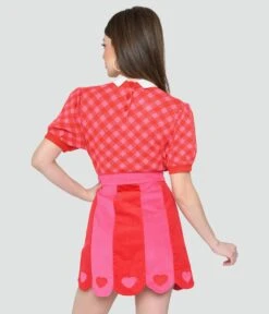 Smak Parlour Red & Pink Bias Gingham Heart Sweater -Pleaser Clothing Store smak parlour red pink bias gingham heart sweater 204859