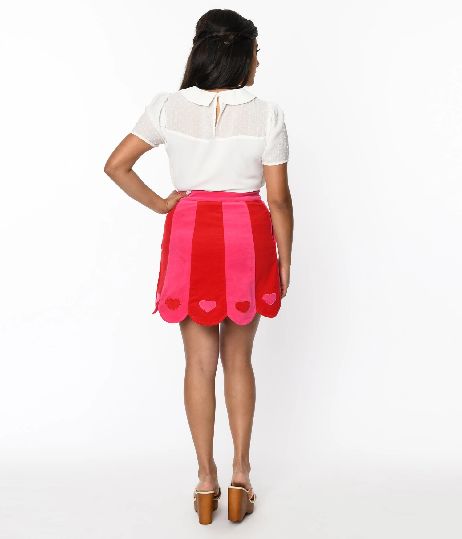 Smak Parlour Red & Pink Love Corduroy Mini Skirt 3 Smak Parlour Red & Pink Love Corduroy Mini Skirt - Image 3