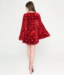 Smak Parlour Red Velvet & Pink Heart Downtown Scene Mini Dress -Pleaser Clothing Store smak parlour red velvet pink heart downtown scene mini dress 216877