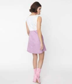 Smak Parlour Retro Style White & Lavender Love Flower Power Shift Dress -Pleaser Clothing Store smak parlour retro style white lavender love flower power shift dress 185852