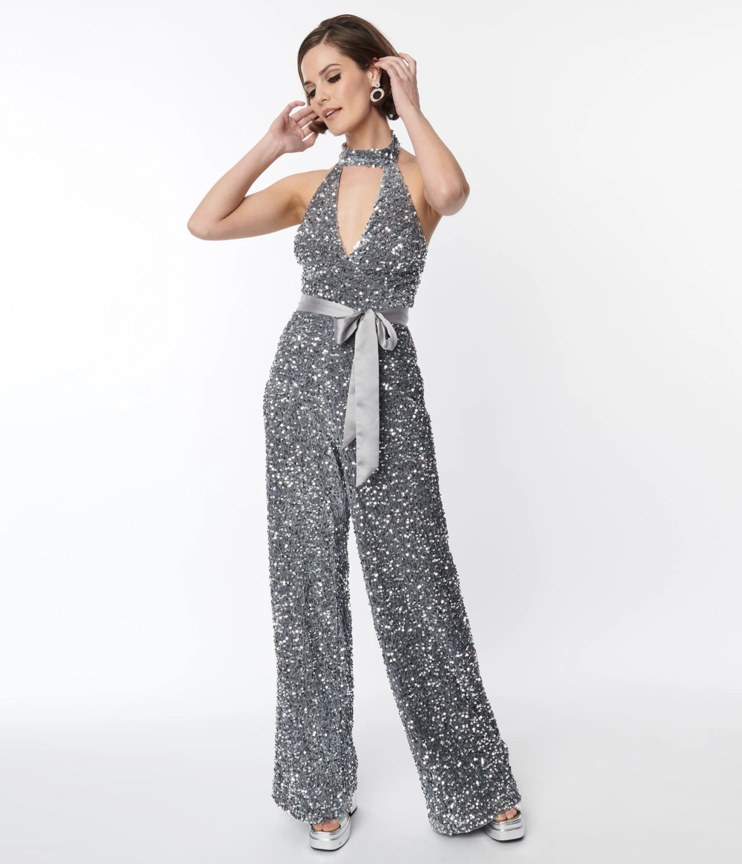Smak Parlour Silver Sequin Glamour Goddess Jumpsuit 5 Smak Parlour Silver Sequin Glamour Goddess Jumpsuit - Image 5