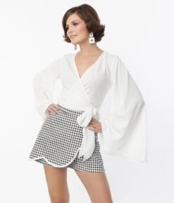 Smak Parlour White Bell Sleeve Wrap Top -Pleaser Clothing Store smak parlour white bell sleeve wrap top 319922
