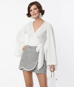 Smak Parlour White Bell Sleeve Wrap Top -Pleaser Clothing Store smak parlour white bell sleeve wrap top 488427