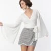 Smak Parlour White Bell Sleeve Wrap Top