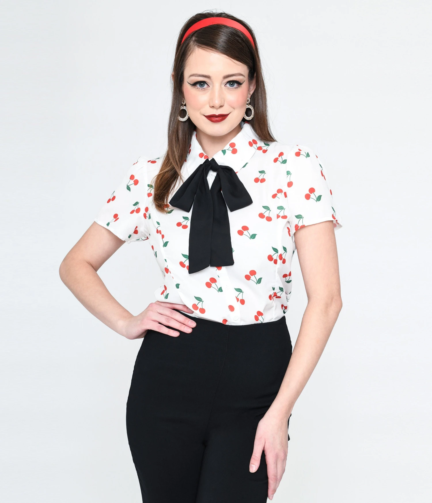 Smak Parlour White & Cherries Power Play Blouse 1 Smak Parlour White & Cherries Power Play Blouse