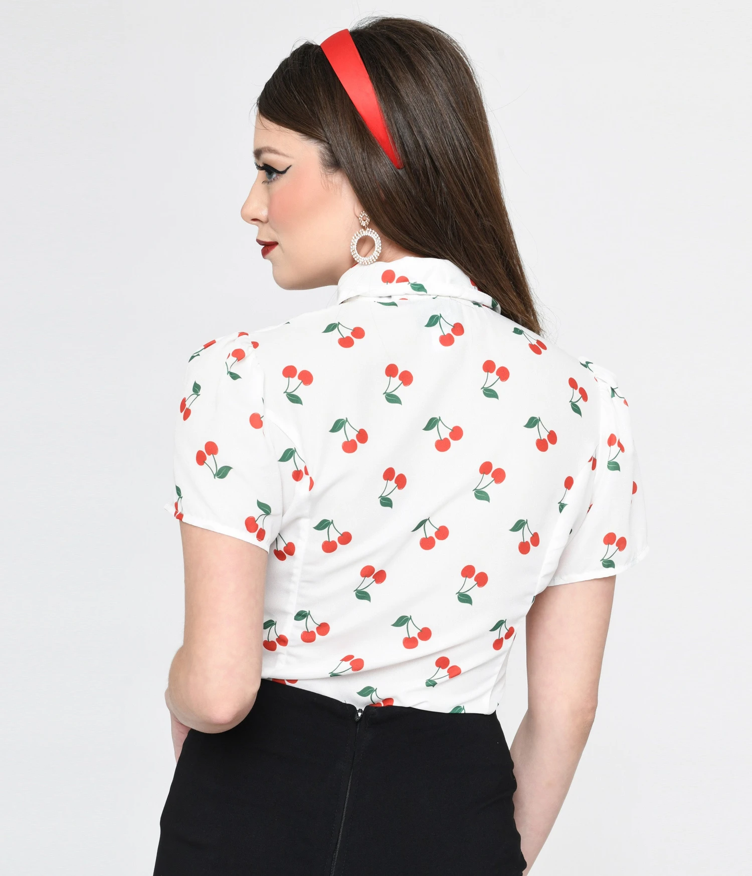 Smak Parlour White & Cherries Power Play Blouse 3 Smak Parlour White & Cherries Power Play Blouse - Image 3